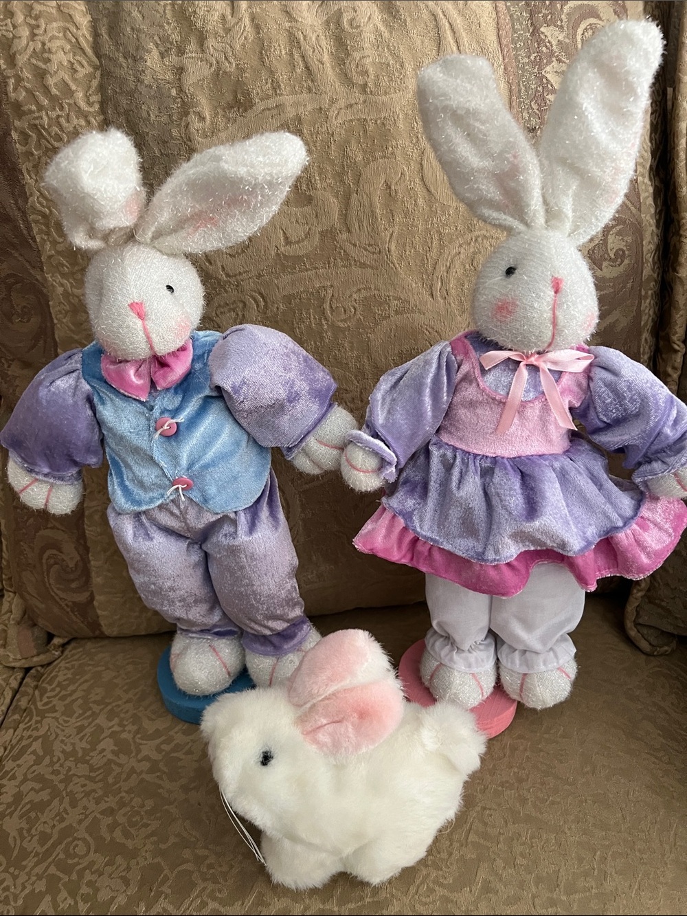 Plush Bunny Pair in Lavender & Pink - Charming Stuffed Rabbit Set